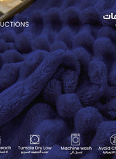 Plush Stripe Blanket Queen Size 220x240 Royal Blue - Cotton Home