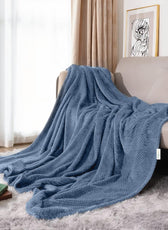 Tranquil Plaid Blanket Single Size 150x220 Metallic Blue - Cotton Home