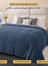 Tranquil Plaid Blanket Single Size 150x220 Metallic Blue - Cotton Home