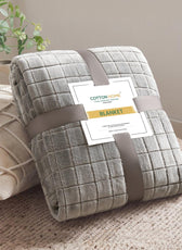 Elegant Square Design Blanket Single Size 150x220 Sky Blue - Cotton Home