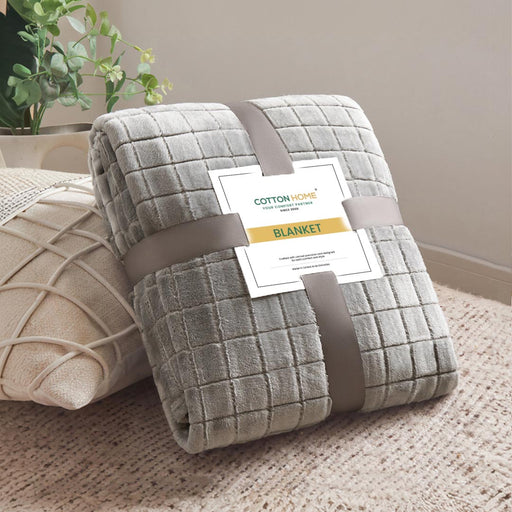 Elegant Square Design Blanket Single Size 150x220 Sky Blue - Cotton Home