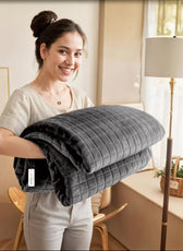 Elegant Square Design Blanket Single 150x220 Size Silver - Cotton Home