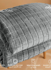 Elegant Square Design Blanket Single 150x220 Size Silver - Cotton Home