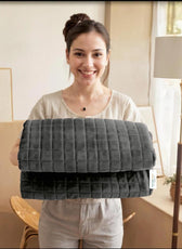 Elegant Square Design Blanket Single 150x220 Size Silver - Cotton Home