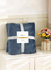 Tranquil Plaid Blanket Single Size 150x220 Silver - Cotton Home