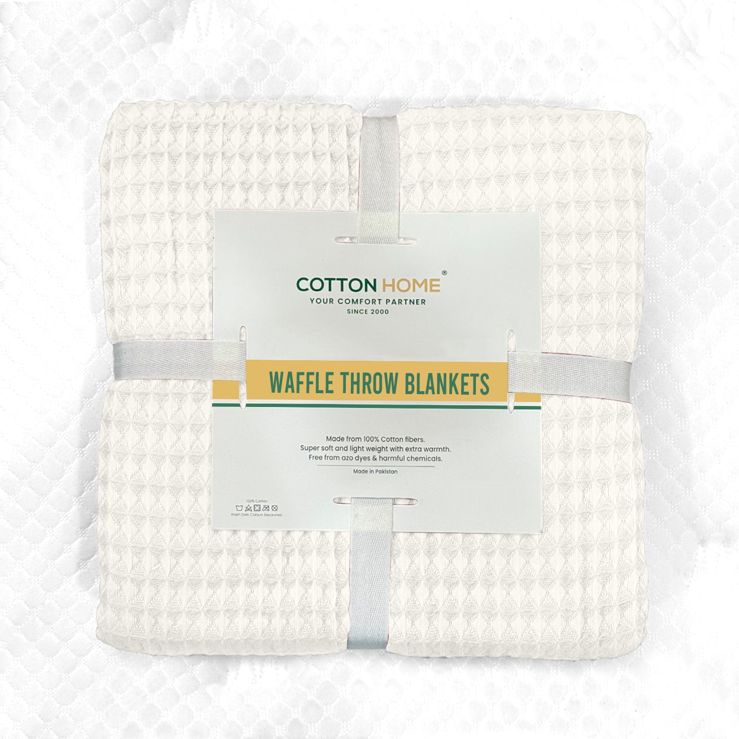 Waffle Weave Blanket 100% Cotton Geometric Throw Blanket 150x220 White