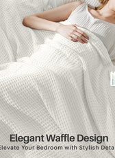 Waffle Weave Blanket 100% Cotton Geometric Throw Blanket 150x220 White