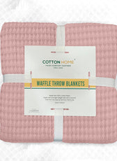 Waffle Weave Blanket 100% Cotton Geometric Throw Blanket 150x220 Pink