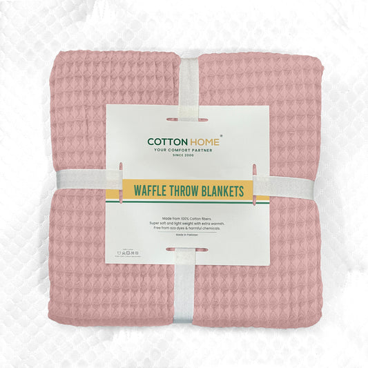 Waffle Weave Blanket 100% Cotton Geometric Throw Blanket 150x220 Pink