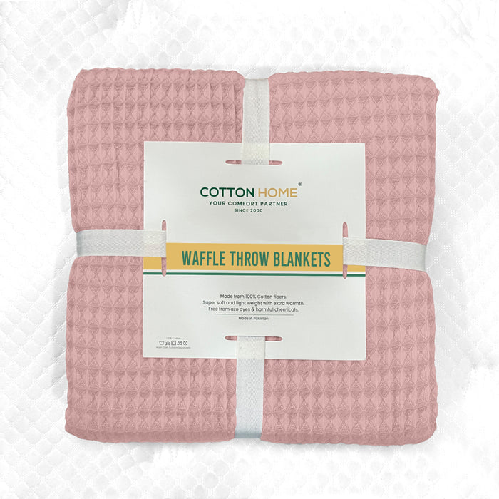 Waffle Blanket Fitted sheet Cushion and Home Fragrance set Bundle 06