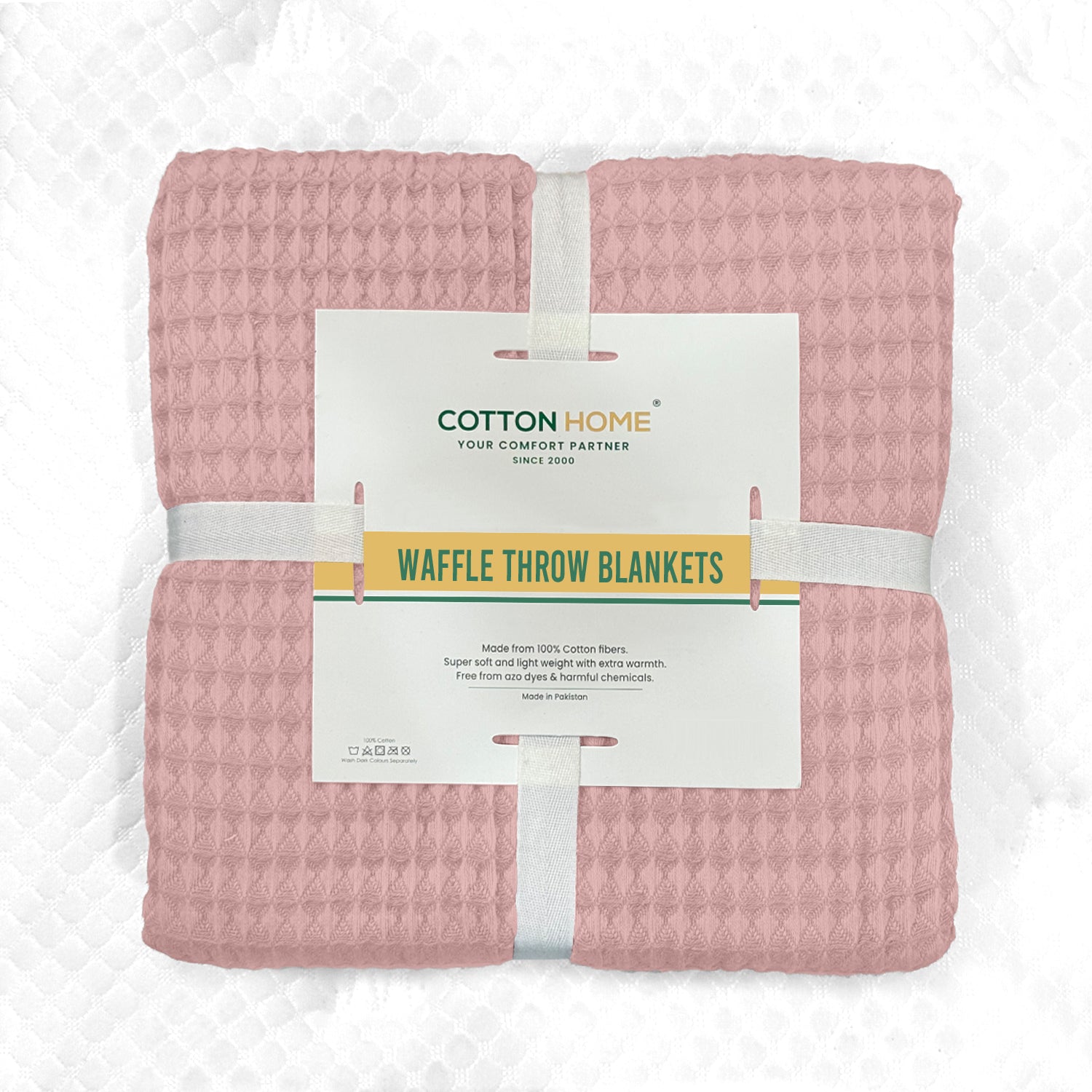 Waffle Weave Blanket 100% Cotton Geometric Throw Blanket 200x230 Pink
