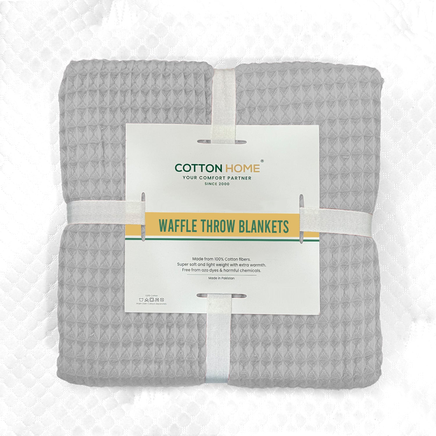 Waffle Weave Blanket 100% Cotton Geometric Throw Blanket 150x220 Silver