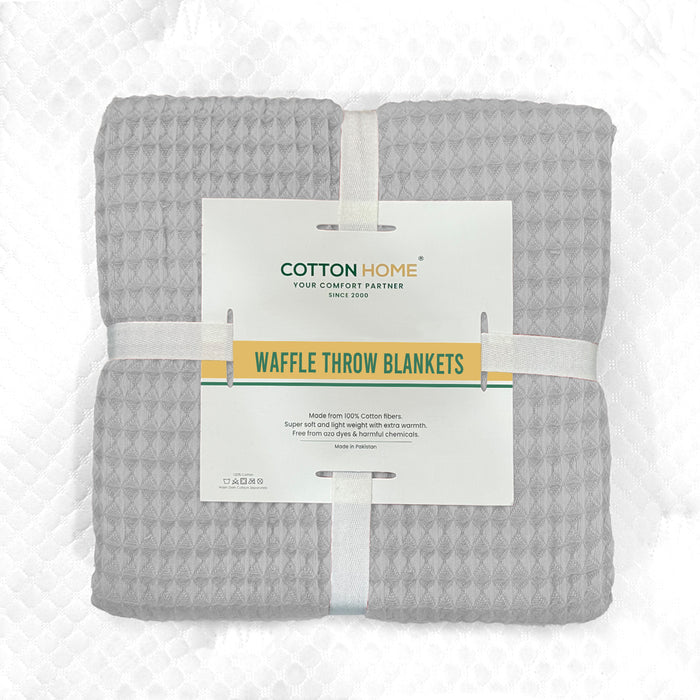 Waffle Blanket Fitted sheet Cushion and Home Fragrance set Bundle 01