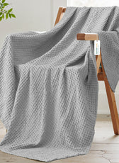 Waffle Weave Blanket 100% Cotton Geometric Throw Blanket 150x220 Silver