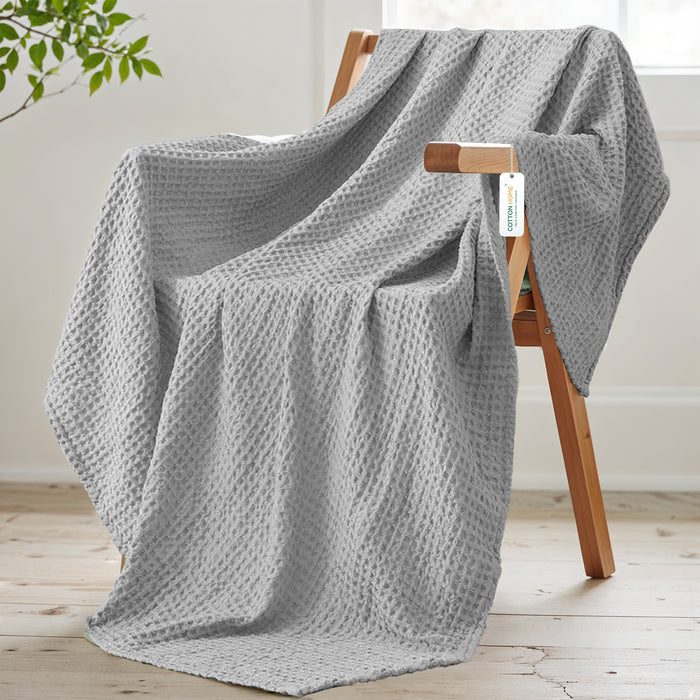 Waffle Blanket Fitted sheet Cushion and Home Fragrance set Bundle 01