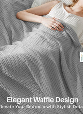 Waffle Weave Blanket 100% Cotton Geometric Throw Blanket 150x220 Silver