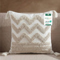 Boho Handcrafted Throw Pillow 45x45cm Filled Cushion with Wave Design