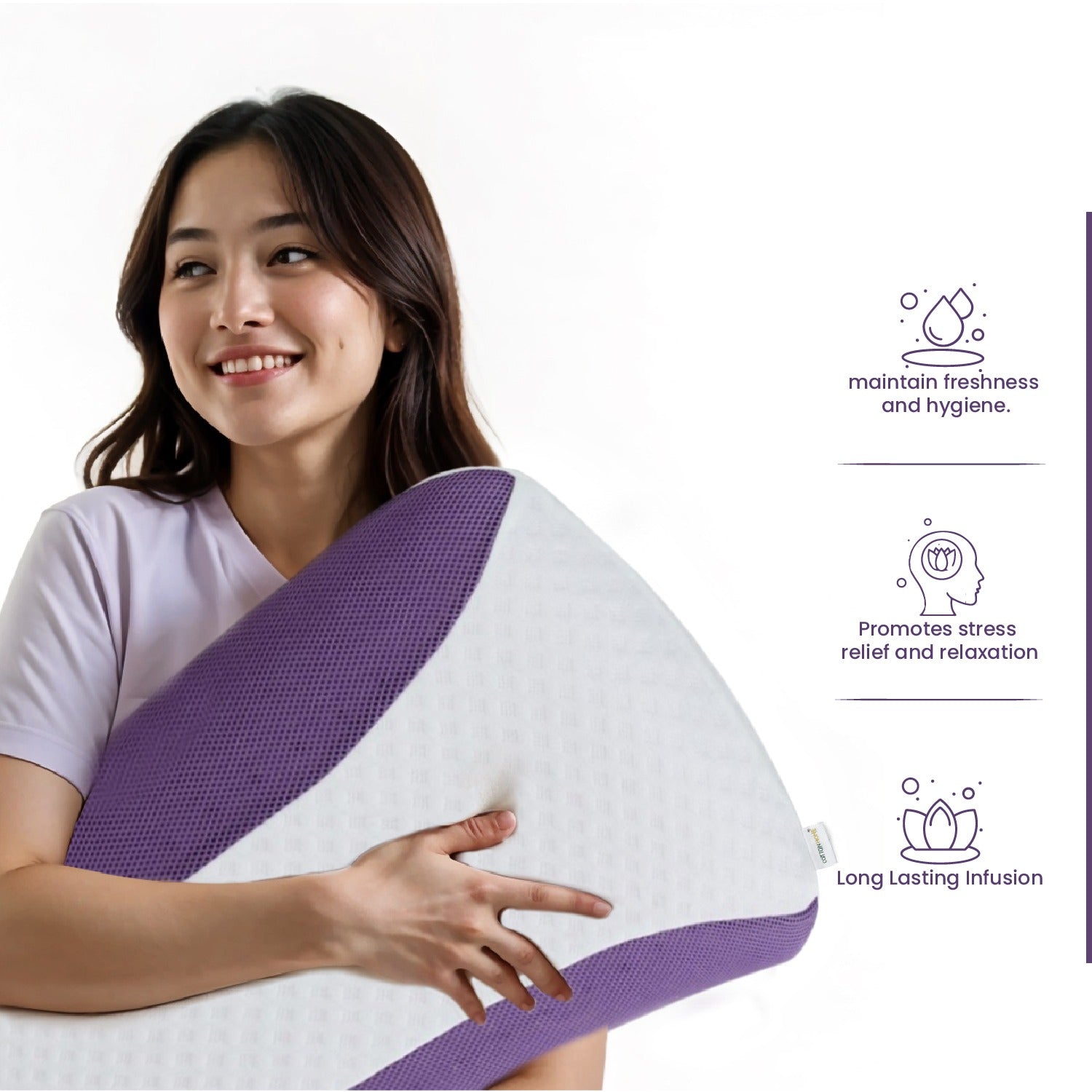 Aroma Lavender Infused Ergonomic Memory Foam Pillow Purple - Cotton Home