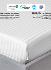 Stripe Fitted Sheet Set Single 90x200+20cm with Pillowcase White
