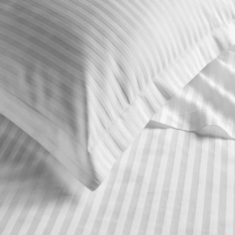 6 Piece Duvet Cover Set 220x240cm Queen - White Stripe - Cotton Home