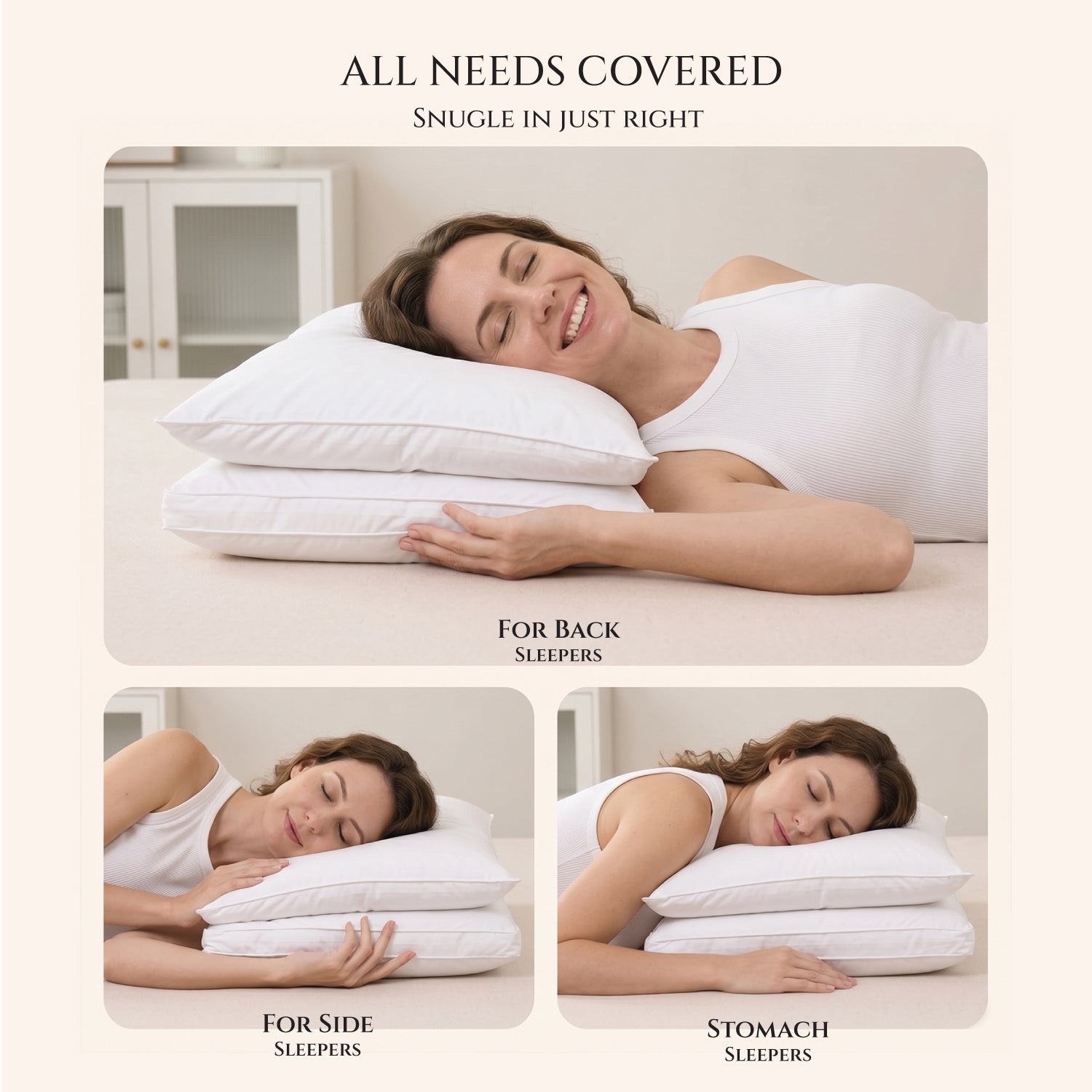 Woofie Premium Cotton Pillow–Ultra Soft Dual Layer Pillow 50×75+8 cm