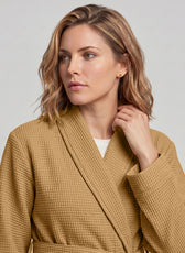 Plush Cotton Adult Bathrobe 100% Cotton Thick & Absorbent - Mustard