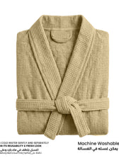 Plush Cotton Adult Bathrobe 100% Cotton Thick & Absorbent - Mustard
