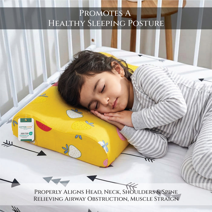 Kids Contour Memory Foam Pillows - Yellow Bear (26x38cm)