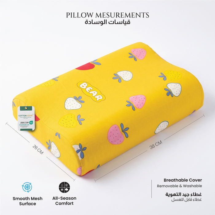 Kids Contour Memory Foam Pillows - Yellow Bear (26x38cm)