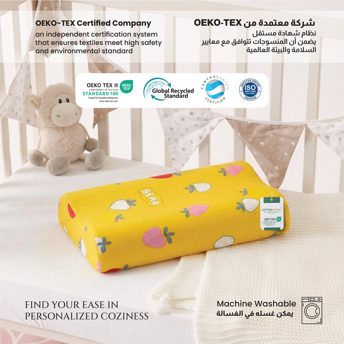 Kids Contour Memory Foam Pillows - Yellow Bear (26x38cm)
