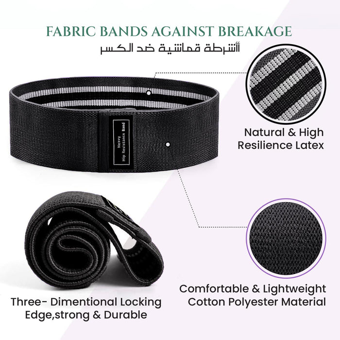 Hip Resistance Bands – Non-Slip Fabric Exercise Bands for Glutes, Legs, and Thighs – Set of 3