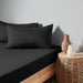 High Quality Black Cotton Jersey King 3 Piece Fitted Sheet Set 200x200+30cm with Deep Pockets and 2 Pillow Case - Cotton Home