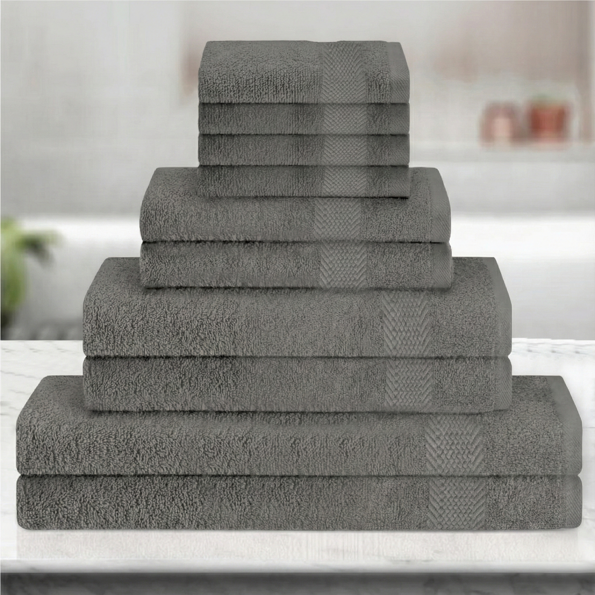 Cotton Towels 10 Piece Set-Soft Feel, Quick Dry, Highly Absorbent Durable Towels