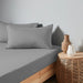 High Quality Grey Cotton Jersey Double 3 Piece Fitted Sheet Set 120x200+30cm with Deep Pockets and 2 Pillow Case - Cotton Home