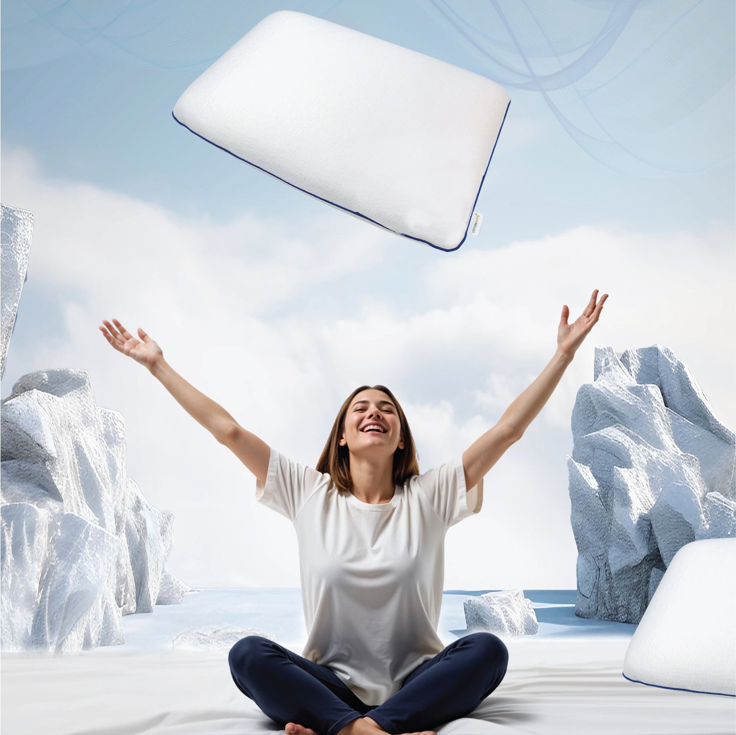 Ice Cool Gel Ergonomic Memory Foam Pillow - Cotton Home