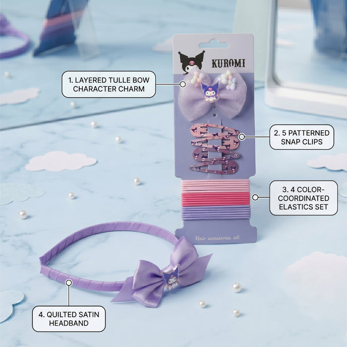 Kuromi Theme Hair Accessories Set – Pack of 24 Purple