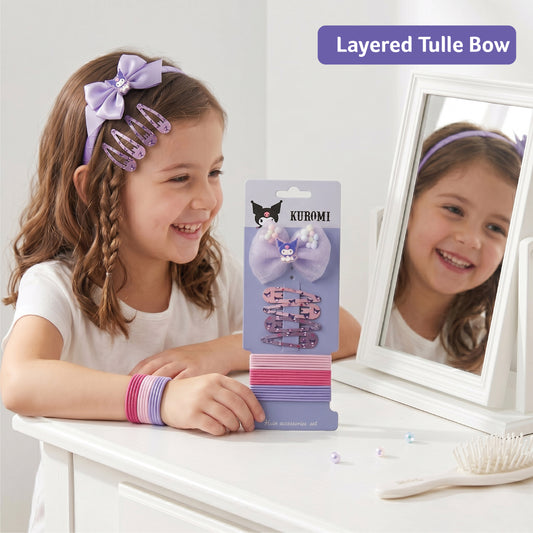 Kuromi Theme Hair Accessories Set – Pack of 24 Purple
