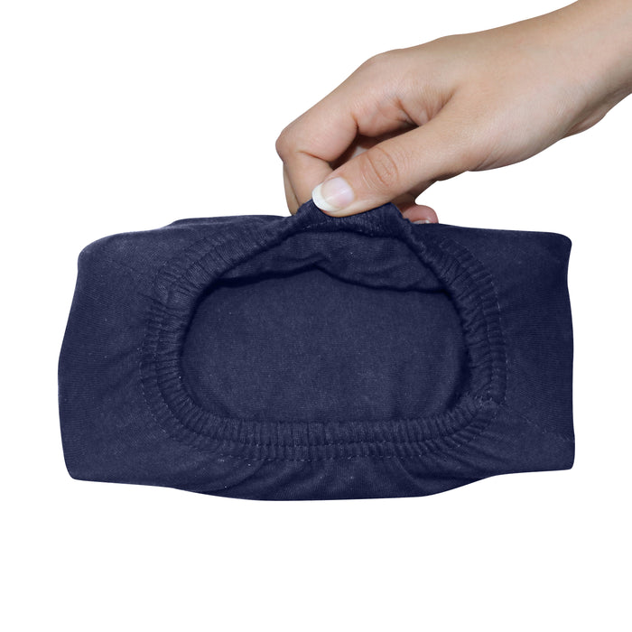 High Quality Navy Blue Cotton Jersey King 3 Piece Fitted Sheet Set 200x200+30cm with Deep Pockets and 2 Pillow Case - Cotton Home