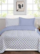 Premium Cotton 4PC Bedding Set Kids Comforter Set 160x220cm Blue Blocks