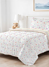 Premium Cotton 3PC Bedding Set Kids Comforter Set 135x220cm Hue Hearts