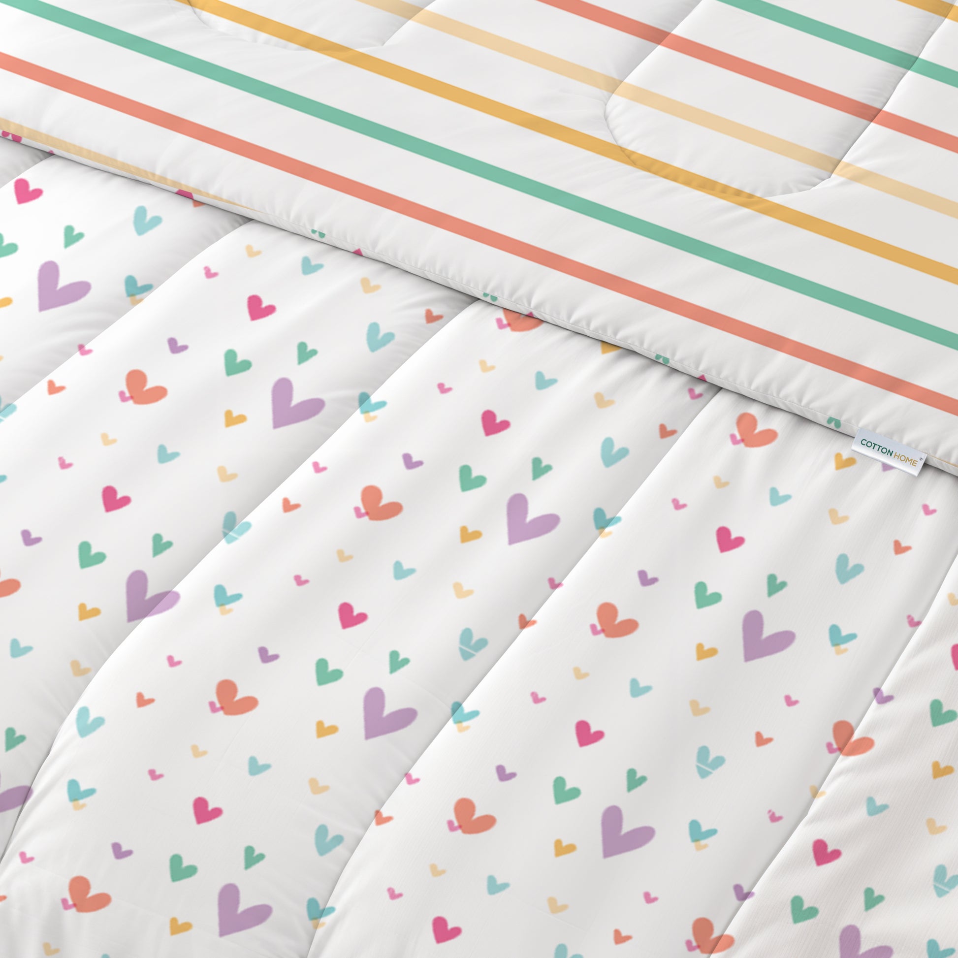 Premium Cotton 3PC Bedding Set Kids Comforter Set 135x220cm Hue Hearts