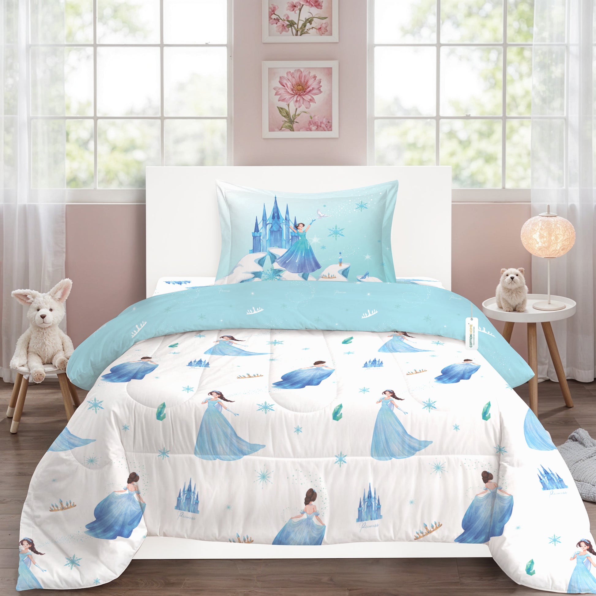 Premium Cotton 3PC Bedding Set Kids Comforter Set 135x220cm Snow Princess