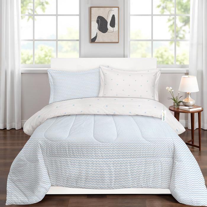 Premium Cotton 4PC Comforter Set 160x220cm Sea Breeze