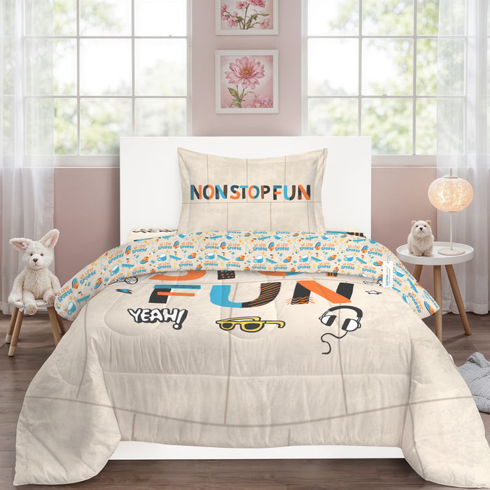Premium Cotton 3PC Bedding Set Kids Comforter Set 135x220cm Non Stop Fun