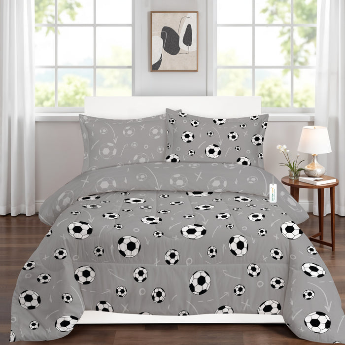 Back to School Essentials 4PC Premium Cotton Kids Bedding & Free Pencil Set Football