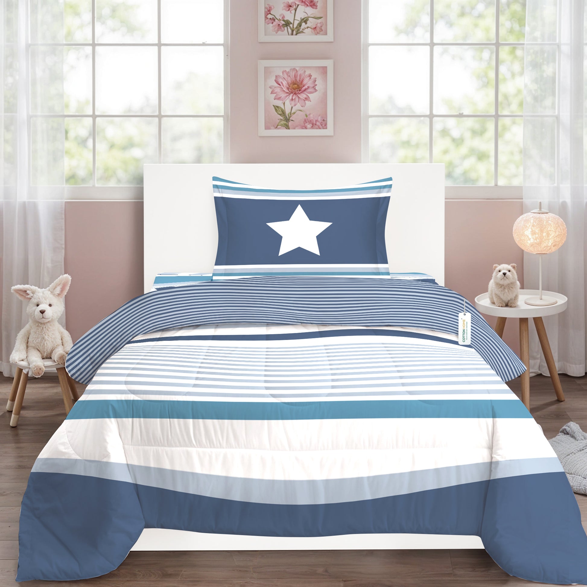 Premium Cotton 3PC Bedding Set Kids Comforter Set 135x220cm Cosmic Lines