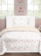 Premium Cotton 3PC Bedding Set Kids Comforter Set 135x220cm Hue Hearts