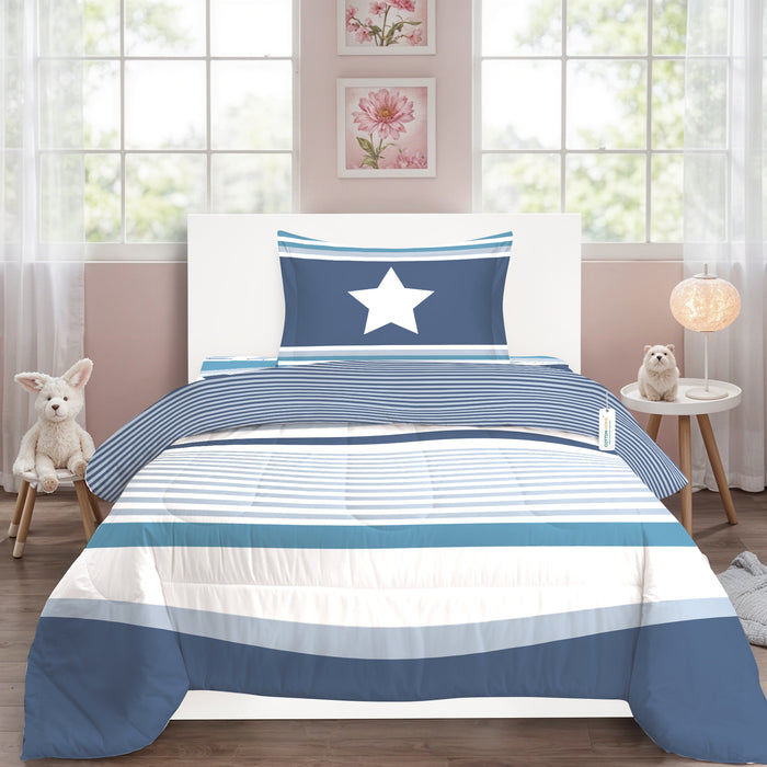 Back to School Essentials 3PC Premium Cotton Kids Bedding & Free Pencil Set Cosmic Space