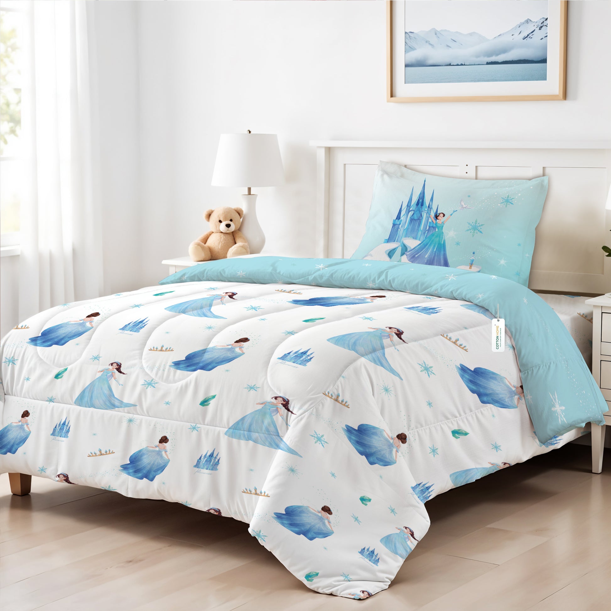 Premium Cotton 3PC Bedding Set Kids Comforter Set 135x220cm Snow Princess