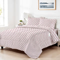 Premium Cotton 4PC Comforter Set 160x220cm Blush Blocks
